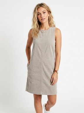 Michael Stars Sleeveless 100% Cotton Textured Taupe Shift Dress‎ XS